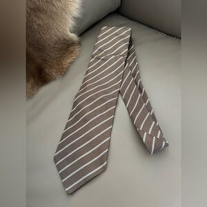 Giorgio Armani Brown and White Striped Tie